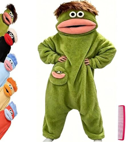 Ruiuzioong Lustiger großer Mund Einteiler Loungewear Unisex flauschiger Overall mit Kapuze und Taschen, tragbare Decke für Zuhause, Loungewear