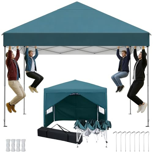 Kidsgigglz Gartenpavillon 3x3m, Partyzelt mit 4 Seitenteilen, Wasserdicht Gartenzelt, UV 50+ Schutz, Höhenverstellbar, Faltbar Gartenpavillon, Pop-Up Pavillon Festzelt für Party Hochzeit Strand, Grün