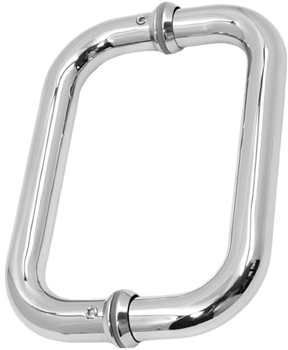 Deskium Shower Door Handle in 304 Stainless Steel, 6 Inch Hole Center to Center, Polished Mirror Finish, 0.75 in Round Tube D-Shape Glass Pull for Bathroom Enclosures, 19 mm Diameter