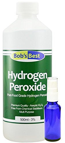 Food Grade Hydrogen Peroxide 3% - 500ml - with 30ml Blue Glass Spray Bottle