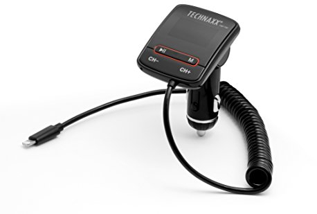 Transmisor FM Technaxx con función de Carga/reproducción de música - Pantalla LCD, 4 presintonías de frecuencia FM Personalizadas, Salida de Carga de 5 V/2,4 A - Cargador de teléfono FMT700