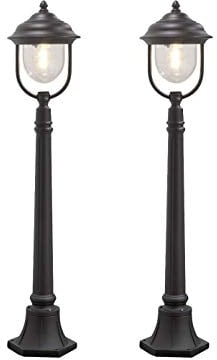 KONSTSMIDE 2-er Set schwarze Wegeleuchte PARMA aus Aluminium, E27, IP43, H.: 118 cm; 7225-750