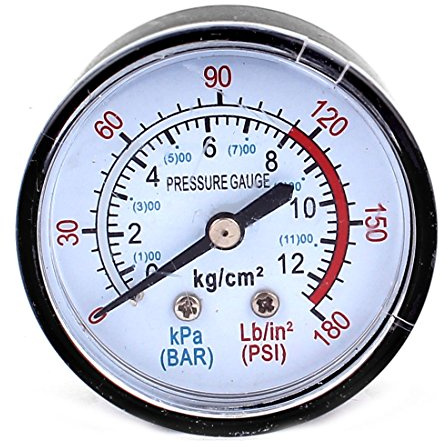 Sourcingmap 13mm 1/4BSP Male Thread Water Air Compressor Pressure Gauge Meter