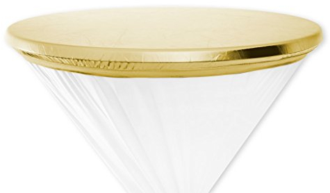 Mc-Stoff Deckel Haube ABWASCHBAR Tischplattenbezug für Stehtischhusse imprägniert wasserabweisend Cover Stehtisch Stretch Premium METALLIC 80 cm Gold