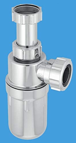 McAlpine C10AR-CP Chrome Plated Plastic Resealing Adjustable Inlet Bottle Trap-1.25 inch