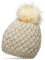 Caspar MU177 Damen Winter Mütze Strickmütze Bommelmütze mit großem Fellbommel, Farbe:beige, Größe:One Size