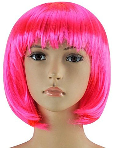 Bob Perücke Cabaret Pagenkopf Pagen Charleston Perücken für Karneval/Fasching & Motto Party (Heiß-rosa)