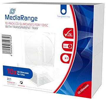MediaRange schmale CD-Hülle, für 1 Disc, 5,2mm, Tray Transparent, 10er-Pack
