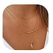 Jovono Bohemian Multi-Layer Collier avec pendentif feuille pour femmes et filles (or)