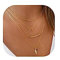 Jovono Bohemian Multi - Layer - Halskette mit Blatt - Anhänger für Frauen und Mädchen (gold)