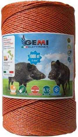 Gemi Elettronica Filo per Recinto Elettrico 1000 mt con 8 fili conduttori Rame 8x0.25 Recinti Elettrici Elettrificati Recinzioni Conduttore 6 mm² per Animali cinghiali Mucche Cavalli maiali caprioli