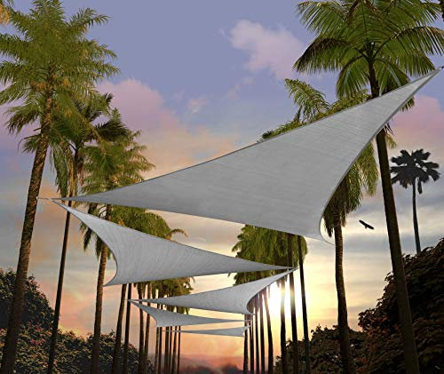Amgo 28' x 28' x 28' Grey Triangle Sun Shade Sail Canopy Awning, 95% UV Blockage Water & Air Permeable, Commercial & Residential, for Patio Yard Pergola (Available for Custom Sizes)