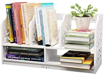 Aufbewahrung Ordner/Schnellhefter/Organisator/Weiß Holz Perforierte freistehende Bücherregal Desktop-Organizer Stationäre Speicher Desktop-Anzeigen-Regal Halten Sie die Ordentlich Desktop for Office