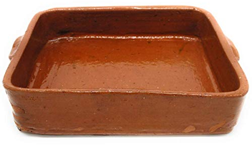 Asador artesanal de barro refractario rectangular LISO 40 x 27 cm