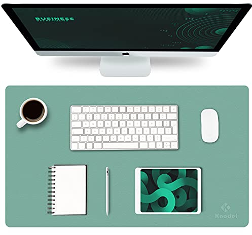 K KNODEL Tischunterlage, Schreibtischunterlage, 60 x 35cm PVC Tischunterlage, Laptop Tischunterlage, wasserdichte Schreibunterlage für Büro- oder Heimbereich, doppelseitig (Grün/Grau)