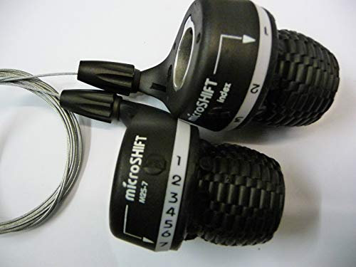 Ammaco Microshift Bicycle Bike Easy Shift Twist Grip Shift Shifters Levers 5 6 7 Speed Set (5 x 3 (15 Speed))