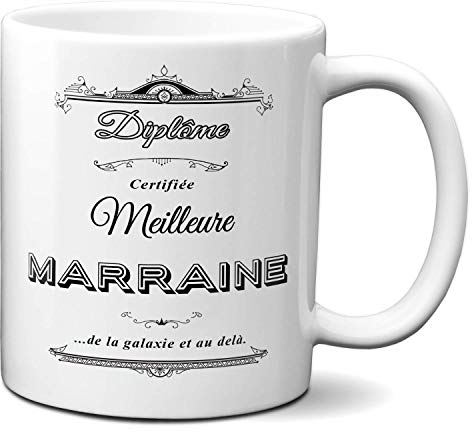 L'Esprit Des Anges Mug Cadeau Marraine Diplome Original Baptême Anniversaire 320 ml Céramique Blanche 3.2E+2 milliliters
