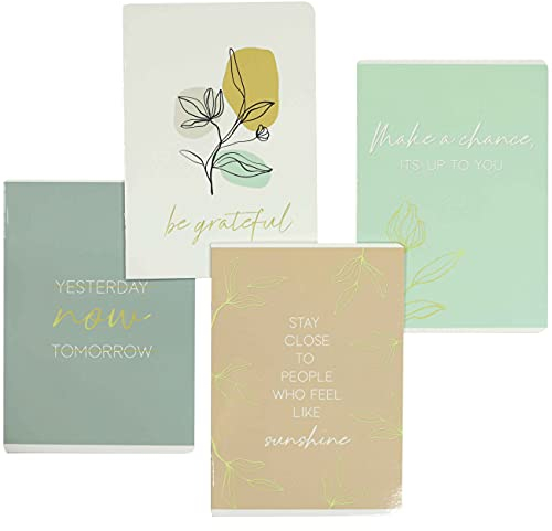 Papierdrachen 4 hochwertige Schreibhefte für Jugendliche und Erwachsene - DIN A5 | liniert und kariert 32 Seiten - Motiv Mint Gold - perfekt für Uni und Büro - 16 Blatt