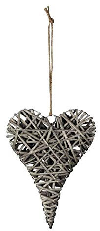 Weidenherz Hänger/grau / 24,5 x 30cm