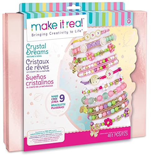Make It Real Jewellery Making Kit for Girls - Bracelet Making Kit with Beads, Charms, Flower Theme Designs & Organising Tray - Develops Fine Motor Skills, Friendship Bracelets Creative Craft Sets
