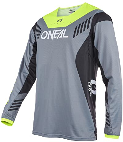 O'NEAL | Mountainbike-Trikot | MTB Mountainbike DH Downhill FR Freeride | Atmungsaktives Material, maximale Bewegungsfreiheit | Element FR Jersey Hybrid V.22 | Erwachsene | Neon-Gelb Grau | Größe XL