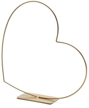 NaDeco Metallherz in Gold, liegend, mit Fuß, wählbar in25-58 cm | Dekoherz stehend | Dekoring stehend | Drahtring zum Basteln | Wickeltechnik | Trockenblumen-Ring | Metalldrahtring, Größe:30 cm