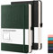 RETTACY A5 Gepunktetes Notizbuch 2er Pack - Bullet Dot Grid Journal mit 320 nummerierten Seiten Hardcover 120gsm dickem Papier, 8 perforierten Blättern, Innentasche - Schwarz grün