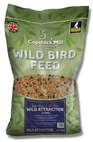 Copdock Mill Wild Bird Seed 12.75kg, Signature Collection Wild Attraction – All Year-Round Bird Food – 100% Natural Ingredients with Peanuts for Wild Bird – Suitable for All Wild Bird Species