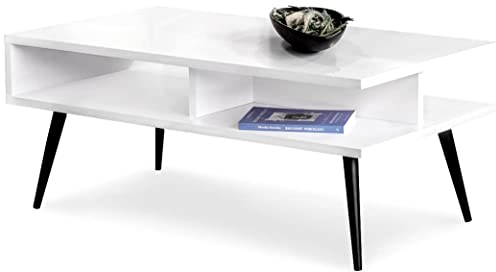MeblePitus.pl Couchtisch - Couchtisch aus Holz - doppeltes Bücherregal - dekorativ, Designer, modernistischer Look, minimalistischer Stil - komplett aus Holz