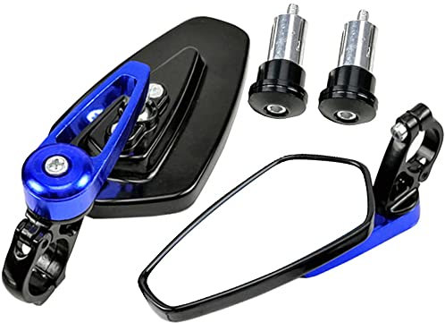 ETOPARS 1 Paar 22mm Motorrad Rückspiegel 7/8 Zoll Universal Lenkerendenspiegel Aluminium Spiegel Lenkerspiegel Seitenspiegel 360 Grad Verstellbar Blau