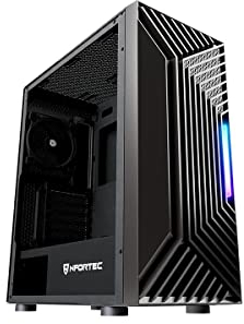 Nfortec Nervia Torre Gaming Mid Tower ATX con 3 Ventiladores PWM, Frontal mallado, Cristal Templado – Color Negro