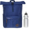Sieber Kurierrucksack Rucksack Bench Terra mit Laptopfach 24 Liter groß edel A4 mit Geheimfach und Brustgurt + Trinkflasche (Dunkelblau 5000)