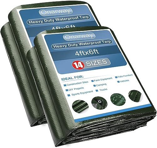 Poly Tarps Heavy Duty Waterproof: 2PacksTarpaulin 11Mil Thicken 5x7 Ft - Anti-UV Waterproof Tarp Cover with Grommets Multipurpose for Boat Pool Roof Outdoor