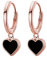 SLUYNZ 925 Sterling Silver Black Heart Hoop Earrings for Women Teen Hoop Earrings Heart Drop (C-Rose Gold Plated)