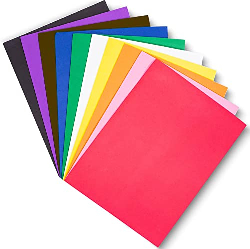 Hojas de Goma Eva, Tamaños 60cm x 40cm, 2mm de Grosor 10 Piezas Multicolor - para Actividades de Manualidades para Niños Cortadores de Bricolaje