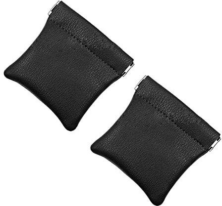 Gativs Mini Porte-Monnaies en Cuir 2 Pièces Portefeuille Homme Sac de Rangement d’Écouteur en Cuir PU Hommes Dames en Cuir Porte Monnaie Fermeture Ressort Monnaies avec Ouvertures d'Encliquetage Noir