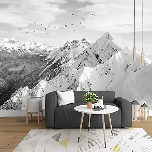 Papier peint intissé montagne noir et blanc de très haute qualité et personnalisable à la taille souhaitez allant de petite moyenne ou grande taille a inscirre dans personnaliser maintenant