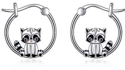 Waschbär Creolen Ohrringe für Damen 925 Sterling Silber Tier Waschbär Ohrringe Schmuck Geschenke für Mädchen (Waschbär)