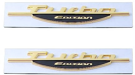 2 st Turbo Edition emblem bil emblem klistermärke passar för universella bilar (guld)