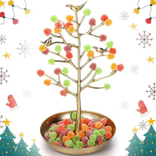 Soaoo Festlicher Kaugummi-Baum künstlicher Baum für Tischdekoration, nostalgische Gummi-Tropfen, Weihnachtsdekoration für Tischdekoration, Ornament, Süßigkeiten-Thema, Partyzubehör, Weihnachten,
