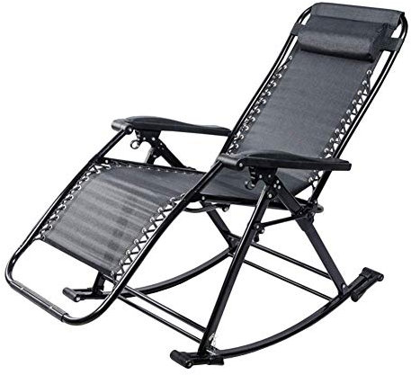 Sillón reclinable, Asiento de Gravedad Cero Ajustable para Trabajo Pesado, para Patio, Piscina, Marco de Tubo de Acero Resistente, Soporte para Silla Plegable, 240 kg (Color: Negro)