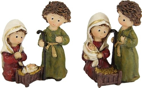 FADEDA 2X Hlg. Familie, Krippenblock/Höhe:7 cm/handbemalt/detailgetreue Krippen Figuren - Weihnachten Tisch Dekoration Krippe Zubehör