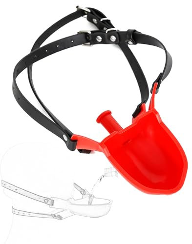 LekesaSIES Mundknebel Mund Plug Gag BDSM Oralsex Trichterhaube Wassersport Toilette Mundknebel Knebel Mund Plug Urinal Piss Trichter SM Bondage Rollenspiele Sexspielzeug für Frauen Männer (Rot)