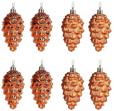YYCRAFT Weihnachtsbaum-Tannenzapfen, hängende Tannenzapfen, 8,9 cm, für Weihnachtsbaumdekoration, hängende Tannenzapfenform, Weihnachtsdekoration, 8 Stück, Orange