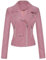 ANUFER Femmes Simili Cuir Suédé Veste de Motard Refroidir Fermeture éclair Croisée Manteau Court SD5A1212 Rose M