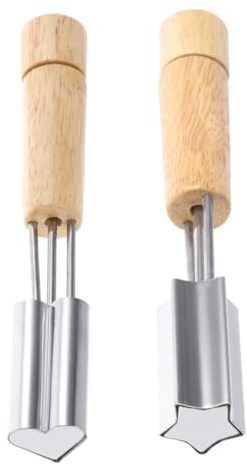 Ausstechformen Set, Edelstahl Holzgriff Stern Herz - Für Kekse Brot | Geeignet für Gemüse, Obst, Plätzchen und kreatives Backen mit Kindern
