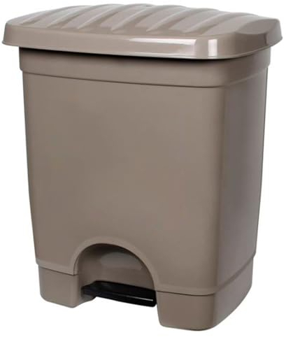 Acan Tradineur - Cubo de Basura de plástico con Pedal, Compartimento unitario, contenedor de residuos, Papelera, Cocina, Fabricado en España (Topo, 35 litros, 45 x 39 x 31 cm)