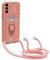 YFSYLL Funda con Cuerda Compatible con Samsung Galaxy S24+ / S24 Plus 5G,Ajustable Collar de Cuello Cordón Carcasa de Silicona,Protección de la cámara Funda,Anillo Soporte,Ranuras para Tarjetas,Pink