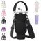 Stanley Becher-Tragetasche mit Paracord-Griff, Neopren-isolierte Reisebecher mit 2 Taschen und Strohhalm-Abdeckkappe, Edelstahl-Becherhalter für Stanley-Becher-Zubehör, 850 ml, Schwarz