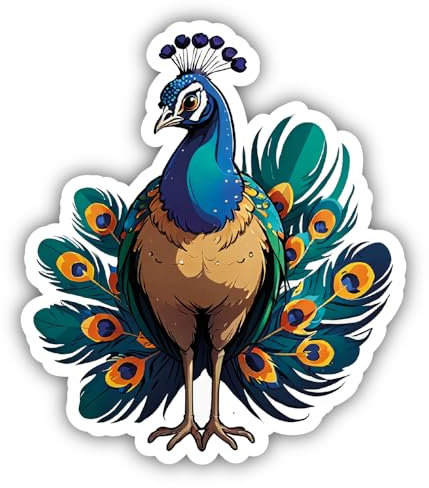 Samunshi® Süßer Pfau Aufkleber Car Decal Sticker für Mofa Fahrrad Roller oder Auto Sticker Fahrrad Mtb Mountainbike Rennrad Comic Cartoon Tier Sticker 15cm Süßer Pfau